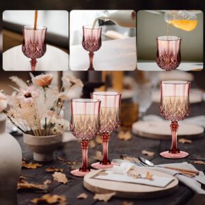 XUWAIDSGN 7oz Plastic Vintage Rose Gold Drinking Glasses Pink Wine Glasses Unbreakable Wedding Glassware Crystal Water Goblets Reusable Drinkware Vintage Champagne Flutes (16, Rose Gold)