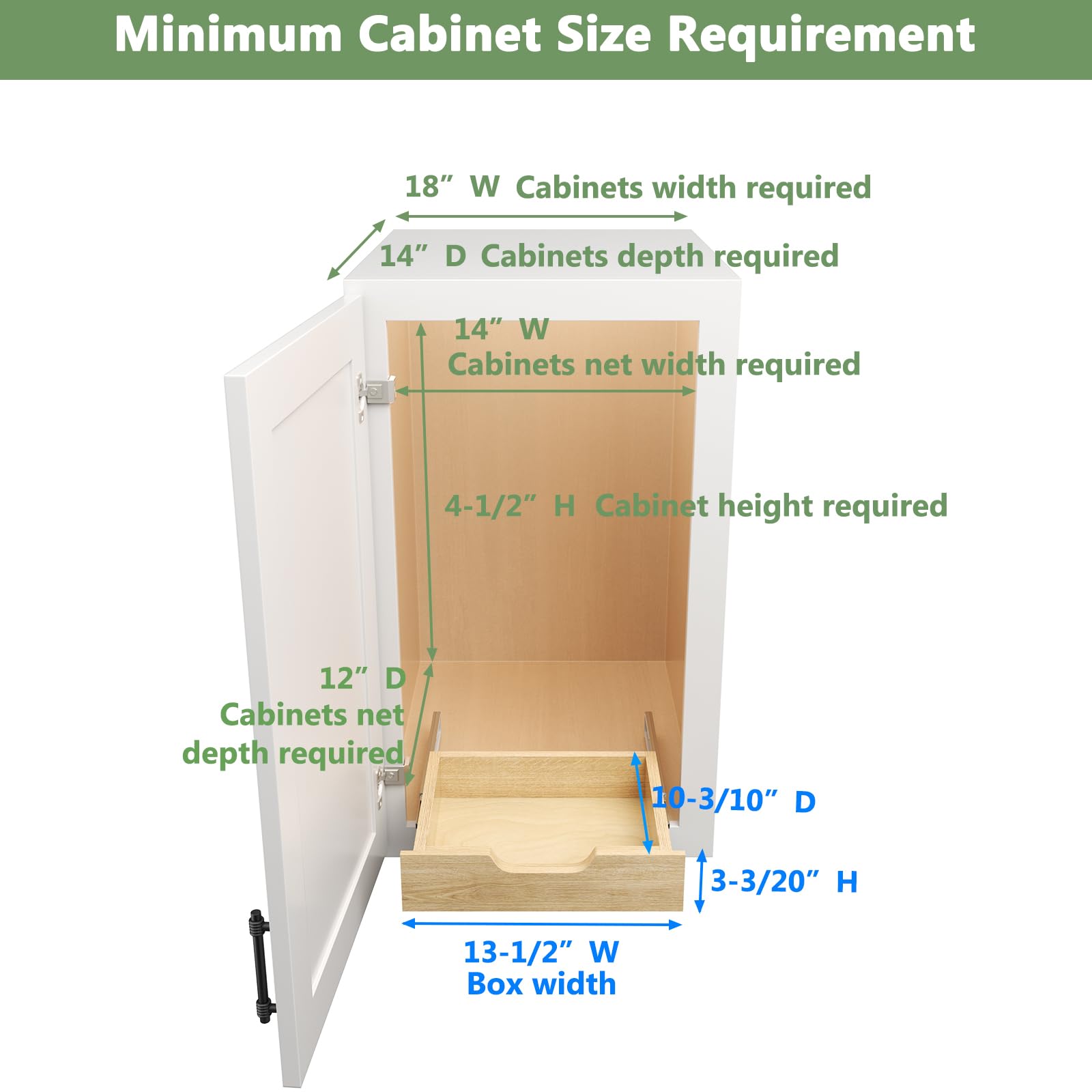 LOVMOR Soft Close Wood Pull Out Cabinet Organizer 13½” W x 10 ³/₁₀” D, Slide Out Cabinet Organizer with Full Extension Rail Slides Pull Out Drawer for Wall Cabinets and Pantry…