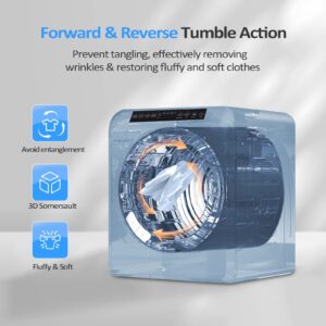 ROVSUN 13.2LB Portable Clothes Dryer, 3.5 Cu.Ft High End Front Load Tumble Laundry Dryer with LCD Touch Screen, Stainless Steel Tub for Apartment, Home, Dorm-110V, Luxury Grey