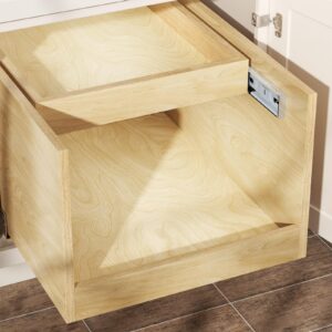 LOVMOR Retractable Double-Drawer Pull Out Cabinet Organizer 16½” W x 21” D Soft Close Cabinet Drawers Slide Out with Full Extension Rail Slides Cabinet Pull Out Shelves for kitchen Cabinets