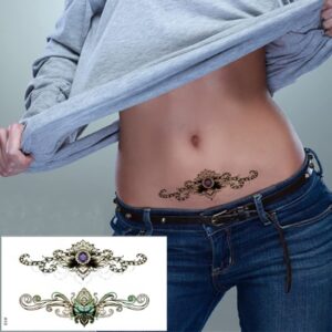 Maripabon Sexy Lace Temporary Tattoos 20 Sheets Large Flowers Butterfly Navel Tattoo Stickers Bust Stomach Butt Legs Arms Lower Back Fake Waterproof Tattoos for Women Girls