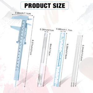 Ctosree 10 Pcs Eyebrow Tools 2 Pcs Eyebrow Measuring Ruler 4 Pcs Microblading White Marker Pen with Replacement Refills 4 Paper Ruler Brow Mapping Skin Mark for Eyebrow Permanent Makeup Position Tools