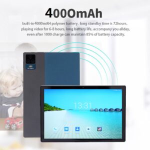10.1 Inch Tablet, 5G WiFi Octa Core CPU 2GB RAM 32GB ROM Smart Tablet, 4000mAh Gaming Tablet with Dual Camera for Family, Office, School 100‑240V