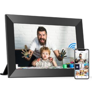 bigasuo 10.1 inch wifi digital picture frame, ips hd touch screen cloud smart photo frames with built-in 32gb memory, wall mountable, auto-rotate, share photos instantly from anywhere-great gift