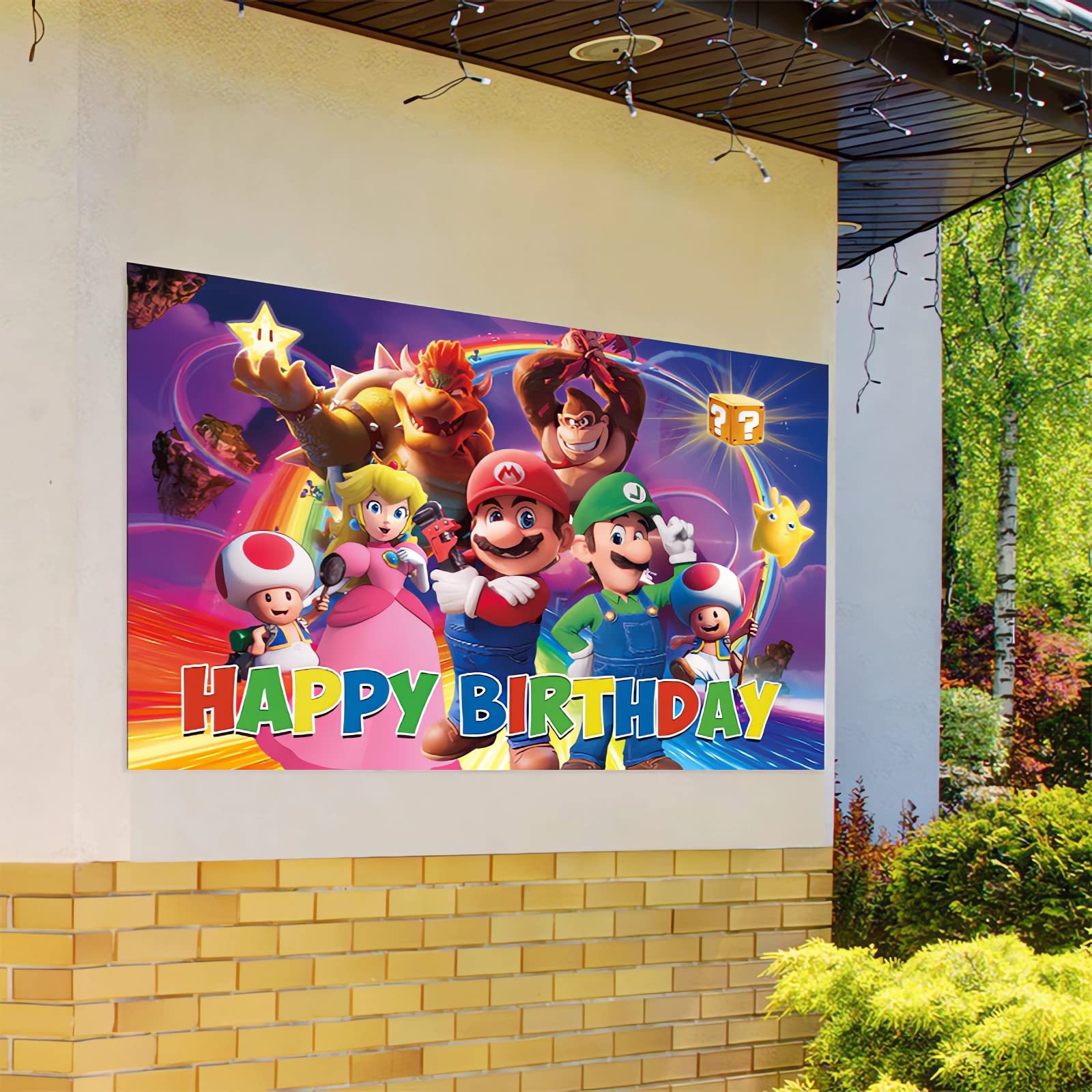 Anime Bros Happy Birthdayy Theme Photography Backdrops,Cake Table Decorations,Kids Birthday Party Banner Decor Supplies,70.8x43.3inch