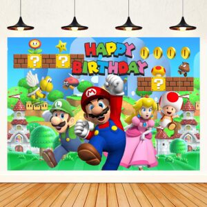 anime bros happy birthdayy theme photography backdrops,cake table decorations,kids birthday party banner decor supplies,70.8x43.3inch