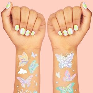 xo, Fetti Pastel Butterfly Temporary Tattoos - 70 Foil Styles | Rainbow Fairy Birthday Party Decorations, Monarchs, Heart Favors, Flowers, Garden Arts and Crafts, Baby Shower Decor