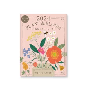 2024 wall calendar, bella flora pockets plus wall calendar, 12-month calendar, spiral desk calendar monthly pocket, by studio oh! - bella flora (floral calendar)