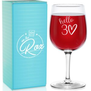 30th birthday gifts for her - 12.75oz “hello 30” stemmed wine glass - 30th birthday decorations for women - 30th anniversary ideas for her, mom, wife - birthday gifts for 30 year old daughter, sister