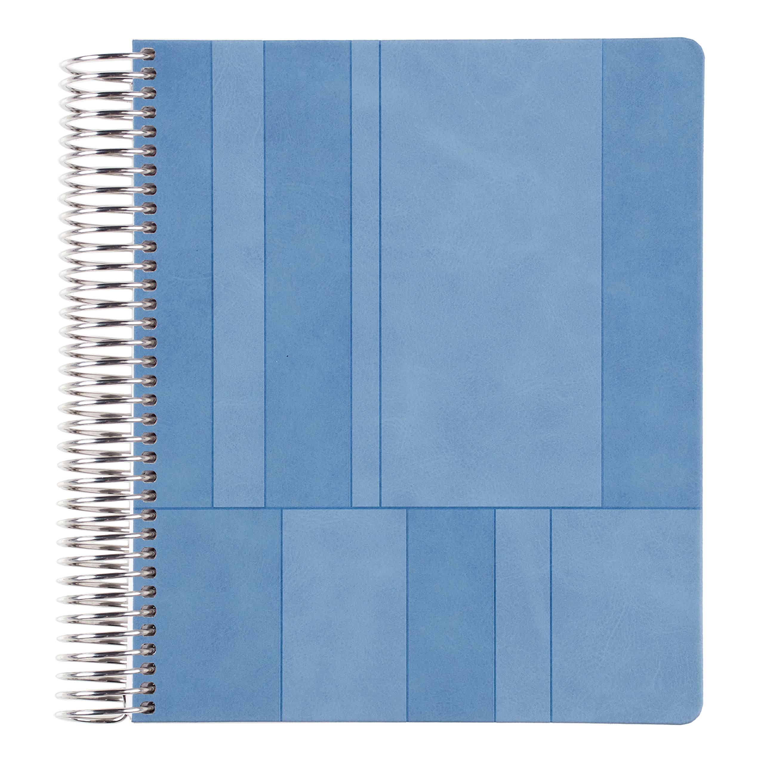 Erin Condren 7" x 9" Platinum Coiled Focused Teacher Lesson Planner (August 2023 - July 2024) - Blue Stripe Vegan Leather Cover - 80 Lb. Thick Mohawk Paper, 12 Month Calendar