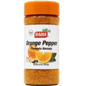 Badia Citrus Pepper Bundle - Lemon Pepper 6.5 Oz, Orange Pepper 6.5 Oz, Lime Pepper 6.5 Oz - Qbin Recipe Card - Variety Pack of 3