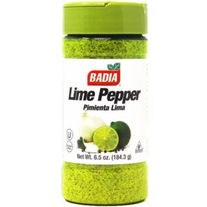 Badia Citrus Pepper Bundle - Lemon Pepper 6.5 Oz, Orange Pepper 6.5 Oz, Lime Pepper 6.5 Oz - Qbin Recipe Card - Variety Pack of 3