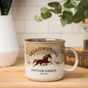 Silver Buffalo Yellowstone Dutton Ranch Silo Reactive Glaze Ceramic Camper Mug, 20 Ounces