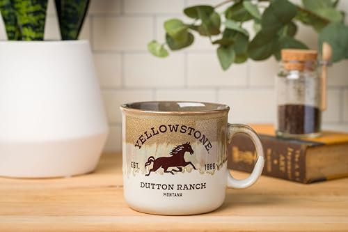 Silver Buffalo Yellowstone Dutton Ranch Silo Reactive Glaze Ceramic Camper Mug, 20 Ounces