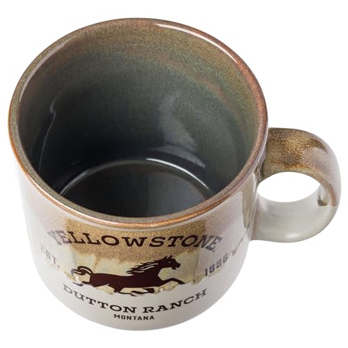 Silver Buffalo Yellowstone Dutton Ranch Silo Reactive Glaze Ceramic Camper Mug, 20 Ounces