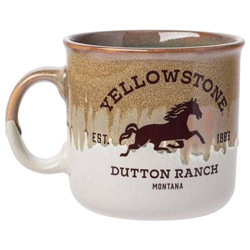 Silver Buffalo Yellowstone Dutton Ranch Silo Reactive Glaze Ceramic Camper Mug, 20 Ounces