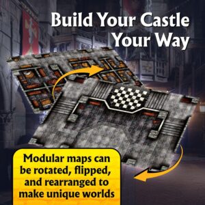 Arcknight The Graystone Castle Roleplaying Battlemaps; 16 Modular RPG Maps in 8 Double-Sided Pages, 1" Square Grid, Modular & Versatile Design for Tabletop Gaming - for D&D, Pathfinder and More