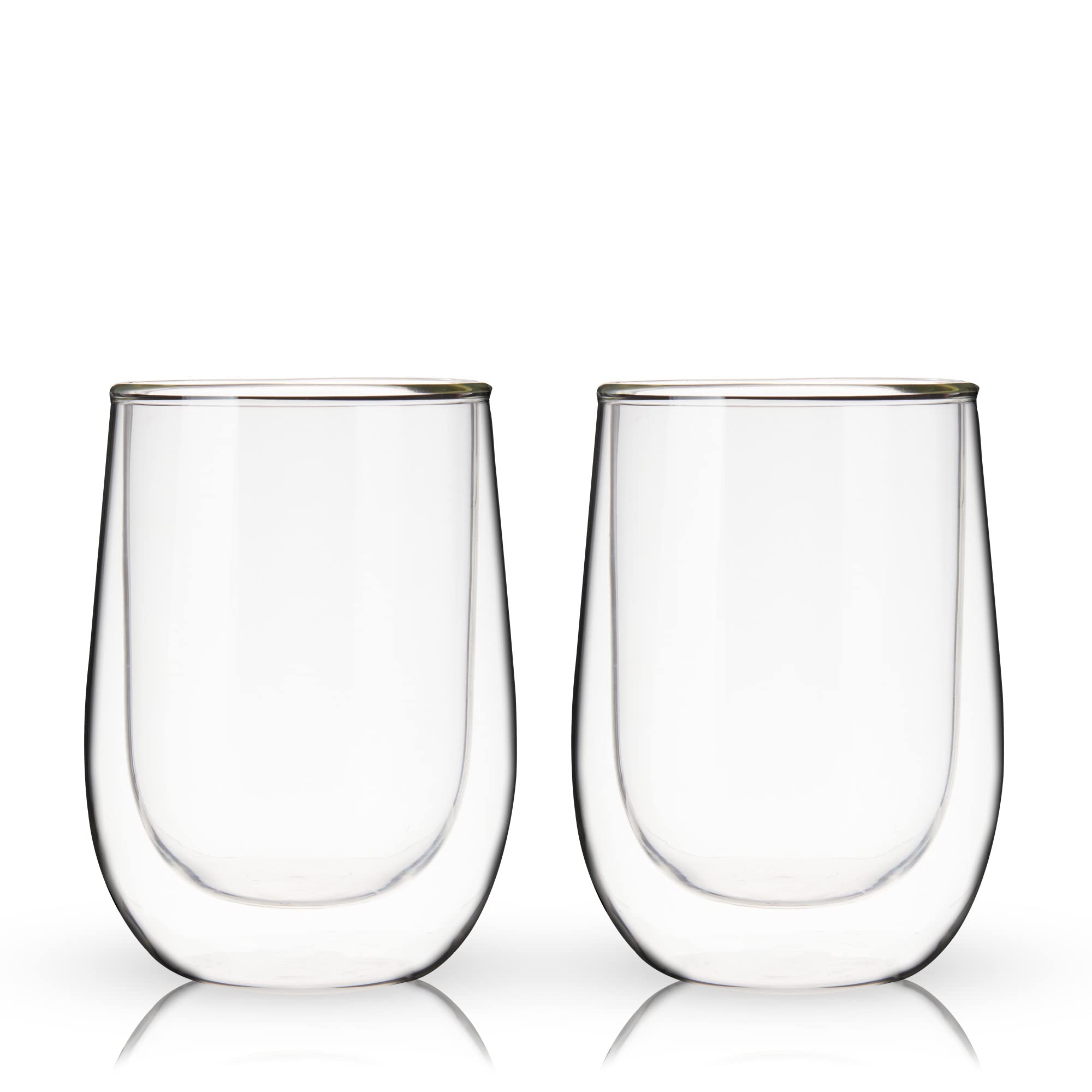 True Insulated Wine Glasses - Double Walled Stemless Wine Glass Set - Dishwasher Safe Borosilicate Glass 10oz Set of 2