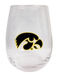 r and r imports iowa hawkeyes 15 oz stemless wine glass officially licensed collegiate product