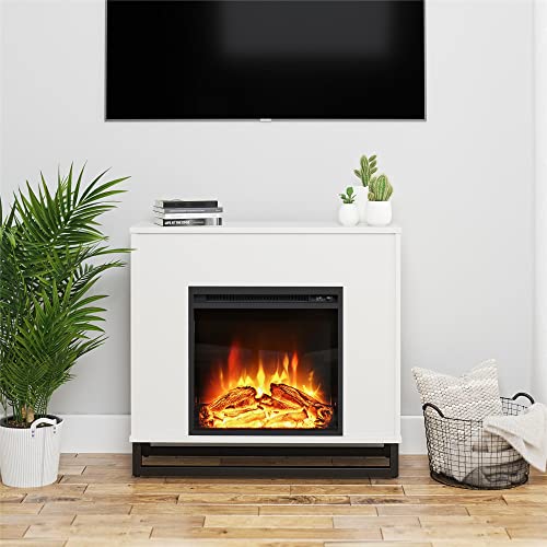 Ameriwood Home Ratcliff Electric Fireplace Mantel, White