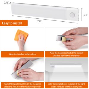 SOKOSEY Motion Sensor Under Cabinet Lights 40 LED USB Rechargeable Battery Operated LED Closet Light, Wireless Magnetic Dimmable Under Cabinet Lighting for Wardrobe,Closets,Cabinet,Cupboard 4 Pack