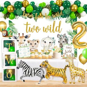 yshmfeux two wild birthday decorations party supplies, jungle theme 2nd birthday party supplies, jungle safari animal 2nd birthday decorations, second birthday decorations for 2 years old birthday