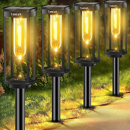 TomCare Solar Lights Outdoor Bright Larger 6 Pack Solar Pathway Lights Up to 16Hrs Waterproof Solar Garden Lights Solar Powered Landscape Lights Decorative Solar Lights for Outside Yard Patio