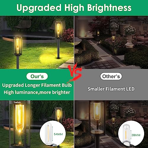 TomCare Solar Lights Outdoor Bright Larger 6 Pack Solar Pathway Lights Up to 16Hrs Waterproof Solar Garden Lights Solar Powered Landscape Lights Decorative Solar Lights for Outside Yard Patio