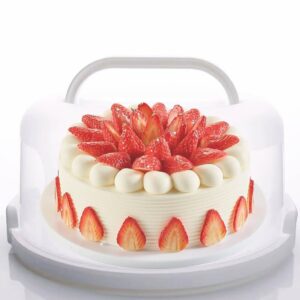 nvaziop large 10 inch cake carrier keeper stand with handles and lids container for transport cake holder tray with cover round cupcake storage kitchen cooking box
