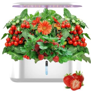 watch-it-grow 10 pods hydroponics growing system with herb germination kits fcc ce rohs certified, 24w full spectrum grow lights indoor garden, installation free educational science kit for teens