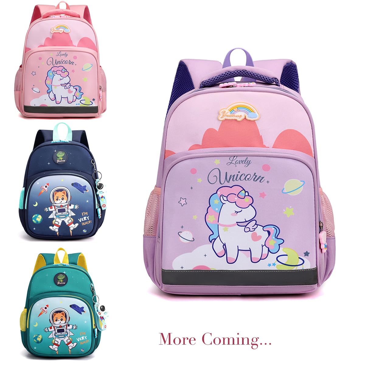 LESNIC Pink Kids Backpack Unicorn for Boys & Girls, Buckles in the Chest, CPC Certified, 12 inch Lightweight Breathable Cute Small Rucksack for Preschool or Kindergarten