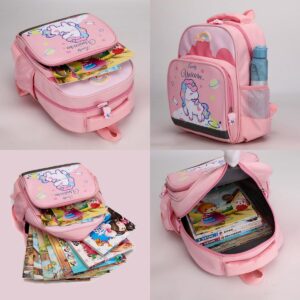 LESNIC Pink Kids Backpack Unicorn for Boys & Girls, Buckles in the Chest, CPC Certified, 12 inch Lightweight Breathable Cute Small Rucksack for Preschool or Kindergarten