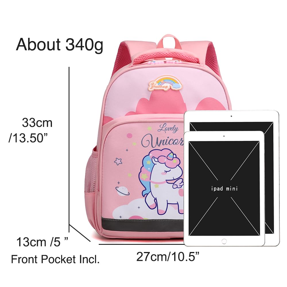 LESNIC Pink Kids Backpack Unicorn for Boys & Girls, Buckles in the Chest, CPC Certified, 12 inch Lightweight Breathable Cute Small Rucksack for Preschool or Kindergarten
