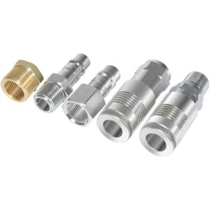 1/2" NPT G Style Air Coupler Plug and Air hose Fittings Reducer Bushing Kit S-224 For require more than 60 SCFM (5pcs)
