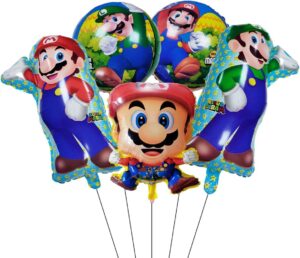 5pcs mario aluminum foil balloons super bros theme birthday party decoration supplies