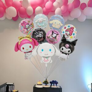 9Pcs Cute Anime Party Decoration Balloons,Aluminum Film Material Double Sided Balloons,Anime Theme Party Supplies,Kawaii Birthday Party Ballons (9PCS)