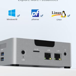 AWOW Mini PC Desktop Computer Intel Celeron J3455 6GB DDR4 128GB SSD/Burst Frequency 2.2 GHz/Dual LAN/ 2.4G+5G Dual Band WiFi/4K /Bluetooth/HDMI/5 USB3.0 Ports Micro PC