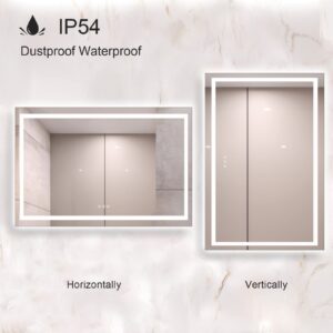 LUSPAZ Led Bathroom Mirror for Wall 72x48 Inch with Front and Backlit Lights, Double LED Vanity Mirror with Lights, Anti-Fog, Shatter-Proof, Memory, Stepless Dimmable Wall Mirrors