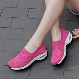 ZOUBAA Womens Walk Air Cushion Trainers,Women Orthopedic Sneakers,Slip-On Light Air Cushion Orthopedic Sneakers, Walking Breathable Foot Mesh Sneakers Casual Platform Raised Rocking Shoes (Pink,4)