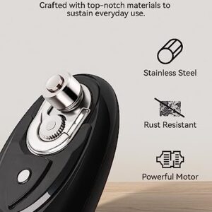 Electric Can Opener for Kitchen with Stainless Steel Blade- Portable Battery Powered Can Opener Smooth Edge, Automatic Easy Hands Free One Touch Start for Seniors with Arthritis, Left Handed, Black