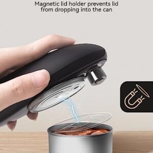 Electric Can Opener for Kitchen with Stainless Steel Blade- Portable Battery Powered Can Opener Smooth Edge, Automatic Easy Hands Free One Touch Start for Seniors with Arthritis, Left Handed, Black