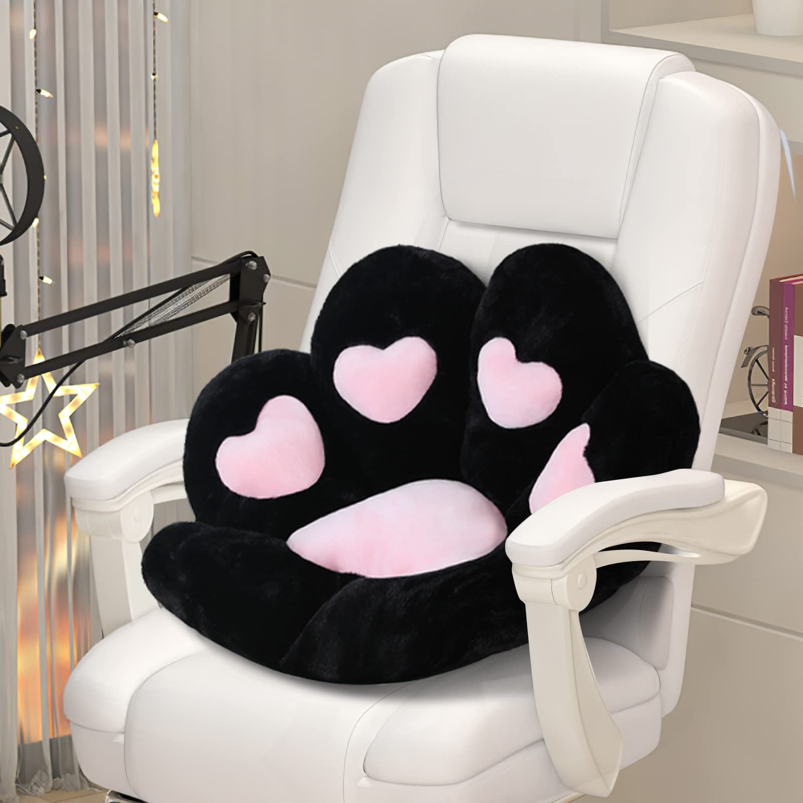 OtNiap Cute cat Paw Plush Pillows, Soft and Comfortable Sofa Cushions/Office Chair Seat Cushion Lazy Sofa Bear Paw Chair Cushion for Chair,Home, Bedroom Shop and Restaurant Decor 28"x 24" (Black)