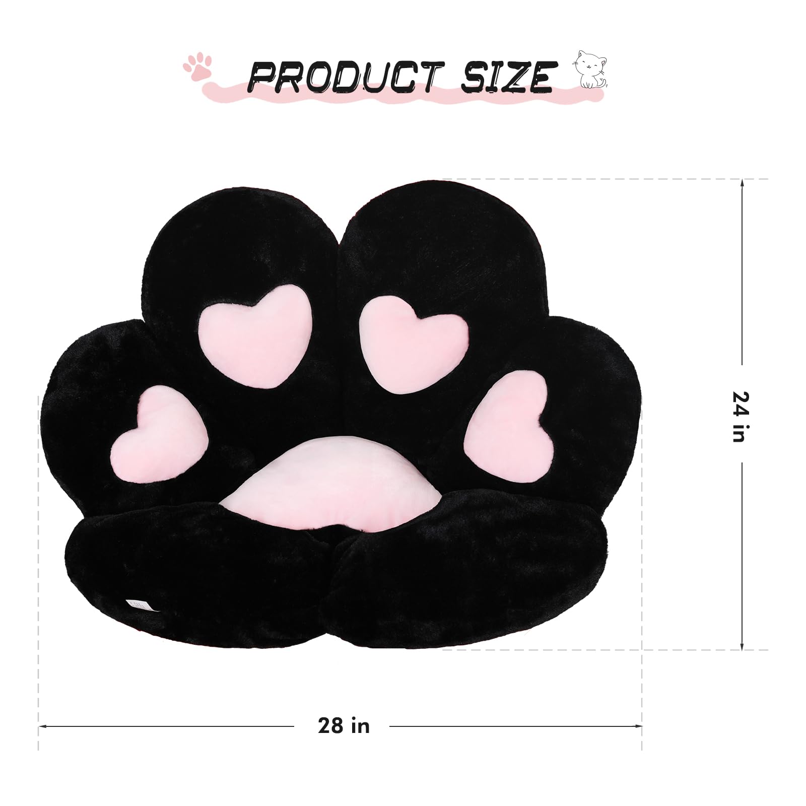 OtNiap Cute cat Paw Plush Pillows, Soft and Comfortable Sofa Cushions/Office Chair Seat Cushion Lazy Sofa Bear Paw Chair Cushion for Chair,Home, Bedroom Shop and Restaurant Decor 28"x 24" (Black)