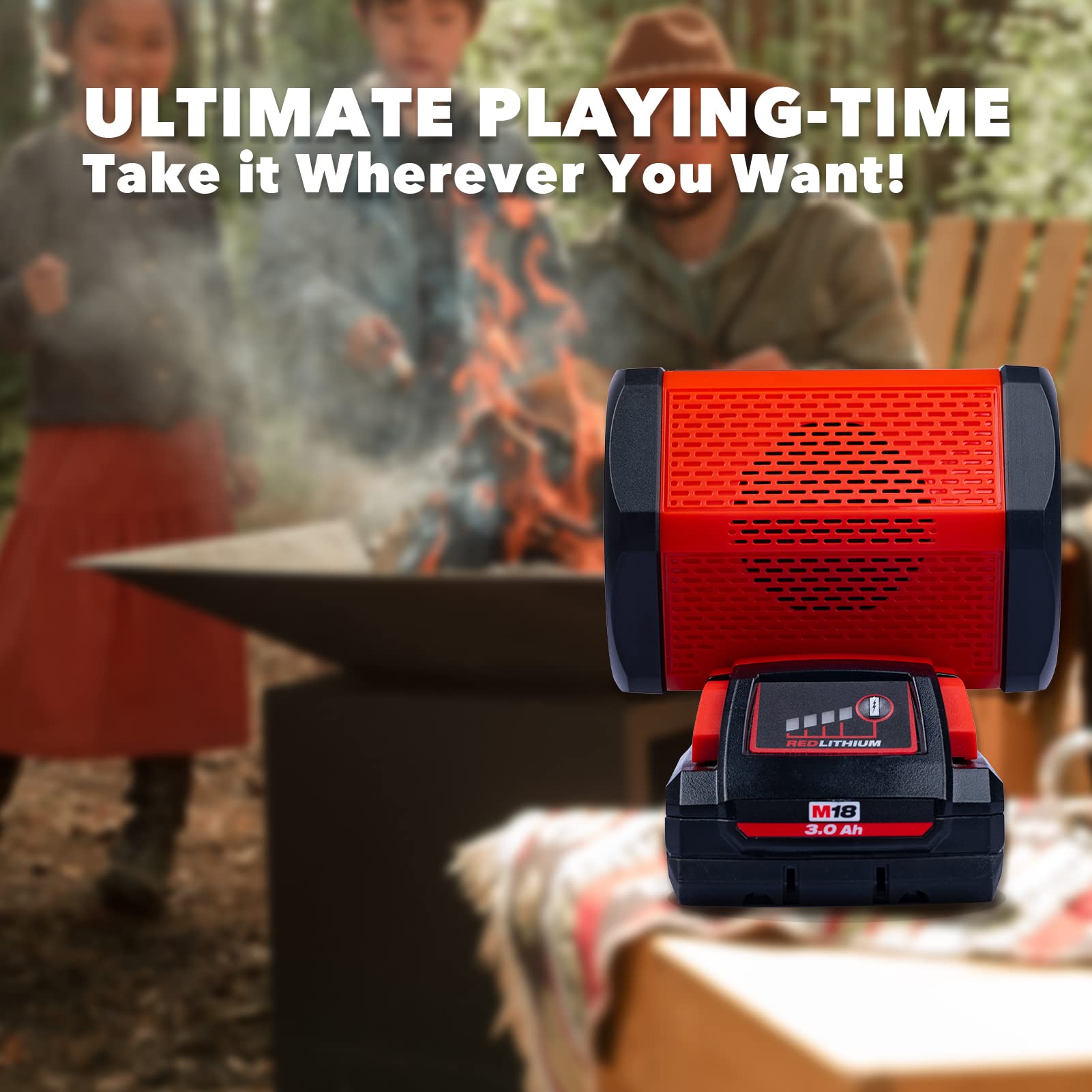 ohyes Bluetooth Speaker Fit for Milwaukee M18 Battery Packs for Jobsite, Camping & Workshop (Battery not Included)