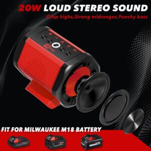 ohyes Bluetooth Speaker Fit for Milwaukee M18 Battery Packs for Jobsite, Camping & Workshop (Battery not Included)