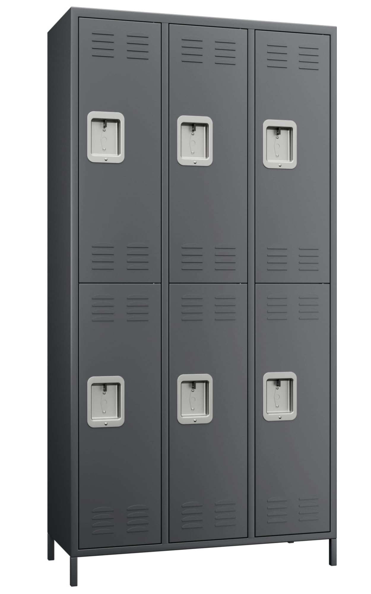 JAORD Metal Locker Storage Cabinet with 6 Doors, 72" Tall Locker for Employees, Steel Lockers for Home Office School Gym (Dark Gray)