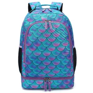 dipug kids school backpack for boys and girls, mermaid toddler bookbag with lunch box compartment