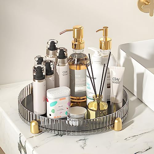 Slow Slog Makeup Perfume Organizer 2 Tier, Lazy Susan Organizer, 360 Degree Rotating Lazy Susan Turntable Cabinet Organizer, Cosmetics and Perfume Organizer for Kitchen, Bathroom…