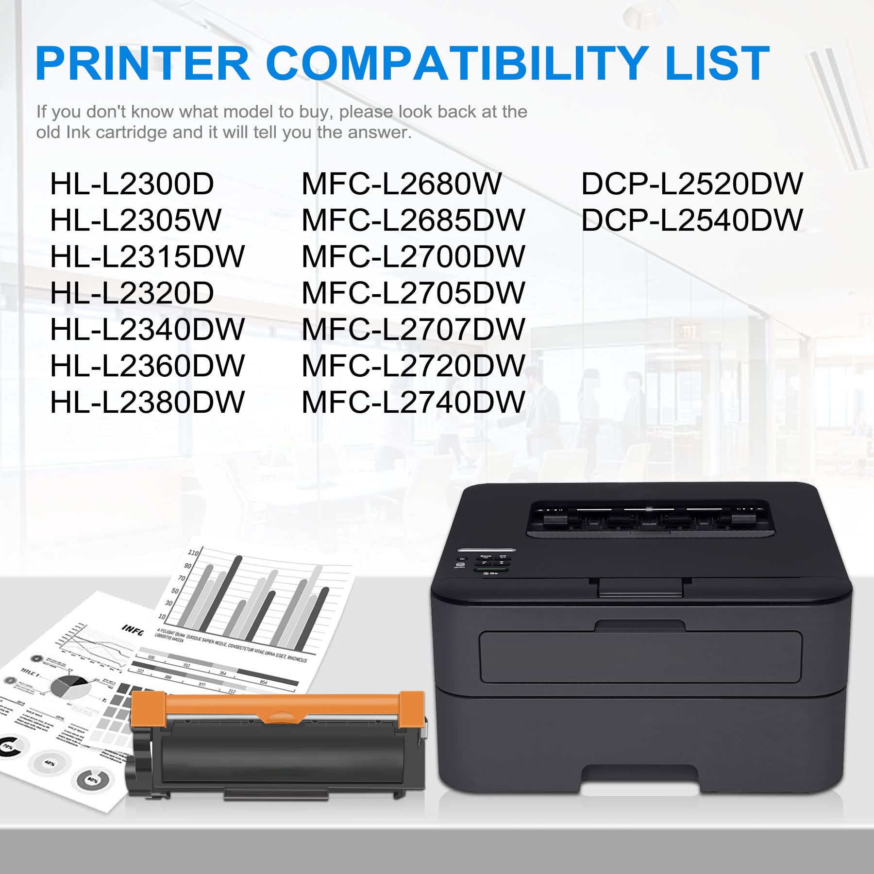 TN660 TN-660 Toner Cartridge High-Yield (1Black) Replacement for Brother HL-L2300D L2340DW L2360DW L2380DW MFC-L2680W L2707DW L2720DW L2740DW DCP-L2520DW L2540DW Printer