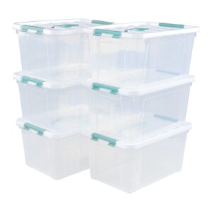 Gainhope 6 Packs 14 L Plastic Stackable Storage Bin Container Box with Latching Lid, Clear Organizer Bin